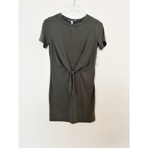 NWT She and Sky Olive Green Knot Front T-Shirt Dress Size Small - Picture 1 of 5